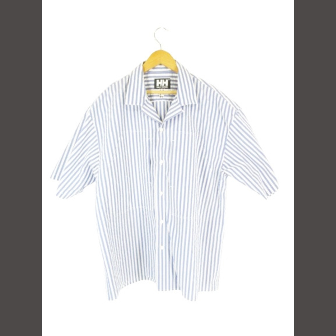 HELLY HANSEN(ヘリーハンセン)のHELLY HANSEN 開襟シャツ ストライプ 白 ブルー 青 XL  メンズのトップス(シャツ)の商品写真