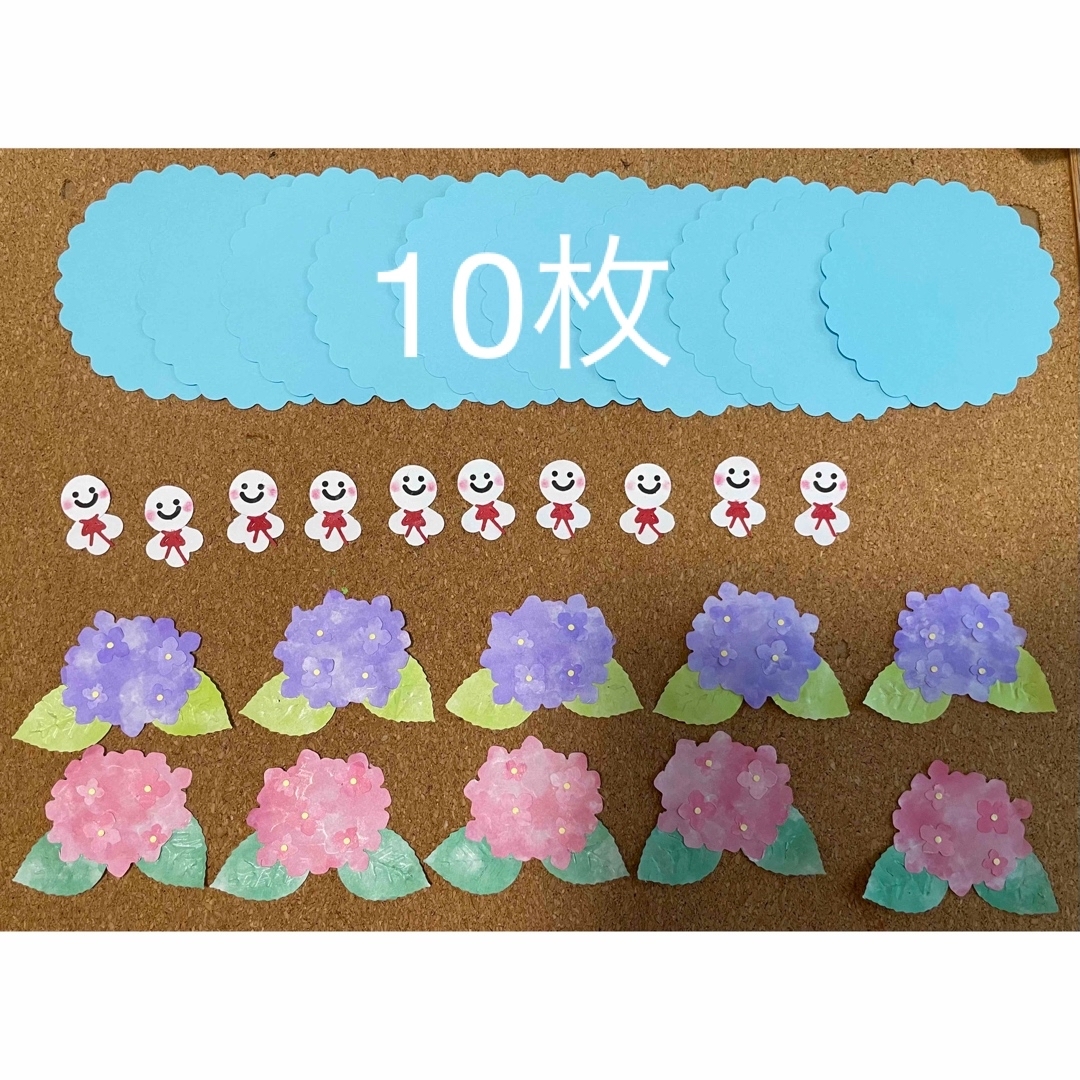 メッセージカード　淡い色味が可愛い♡紫陽花&てるてる坊主のメッセージカード10枚 ハンドメイドの文具/ステーショナリー(カード/レター/ラッピング)の商品写真