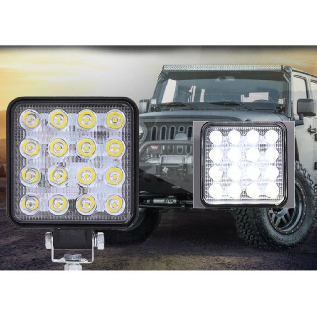 led 作業灯 ワークライト 補助灯 4個セット 広角 48W 投光器　防水  自動車/バイクの自動車(汎用パーツ)の商品写真