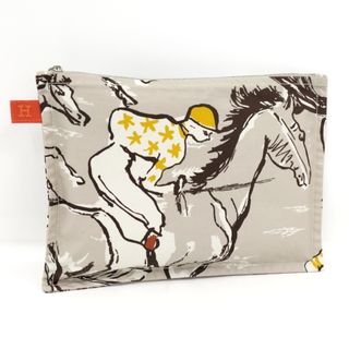 エルメス(Hermes)のHERMES ポーチ トゥルースフラット ホース デザイン ベージュ(ポーチ)