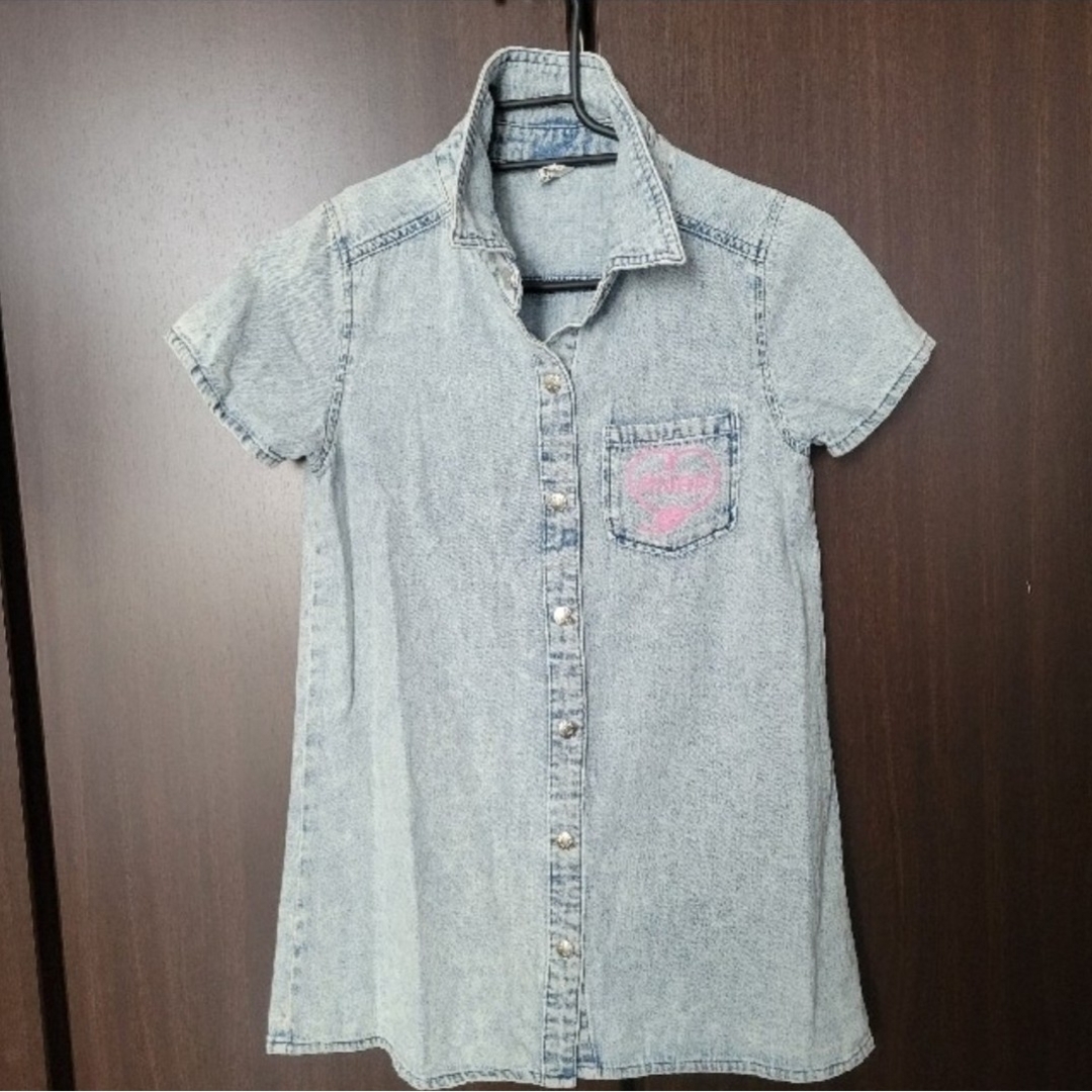 ANAP Kids(アナップキッズ)のアナップキッズ　ケミカルデニムシャツ　120 キッズ/ベビー/マタニティのキッズ服女の子用(90cm~)(Tシャツ/カットソー)の商品写真