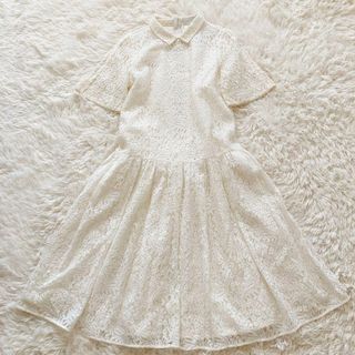 セルフォード(CELFORD)の✨極美品✨　セルフォード　女子アナ着用　総レース　花柄　アイボリー　ホワイト(ロングワンピース/マキシワンピース)