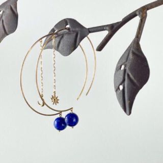 スタージュエリー(STAR JEWELRY)のスタージュエリー　ラピスラズリ フープピアス　K18(ピアス)