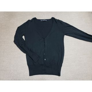 ザラ(ZARA)の新品ZARA  無地シンプル長袖ニットカーデ ブラック黒 S(カーディガン)