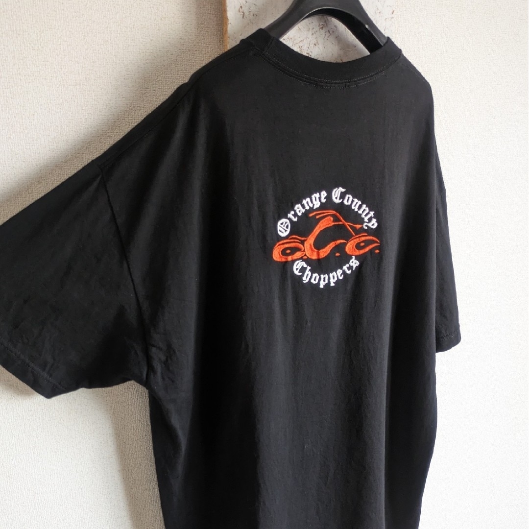 古着　Tシャツ　ブラック　バイカー　オレンジカウンティ　刺繍　2XL メンズのトップス(Tシャツ/カットソー(半袖/袖なし))の商品写真
