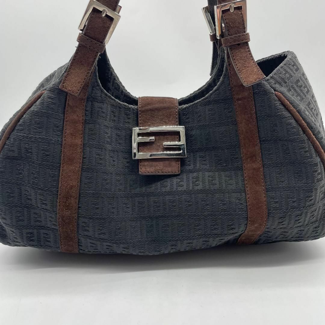 FENDI(フェンディ)の希少✨フェンディ　トートバッグ　FFシルバー金具　ズッキーノ　レザー　キャンバス レディースのバッグ(トートバッグ)の商品写真