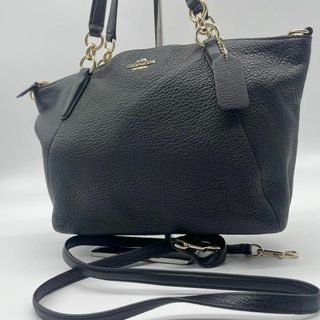 コーチ(COACH)の極美品✨コーチ　2way ハンドバッグ ショルダーバッグ　ブラック しぼ革(ショルダーバッグ)