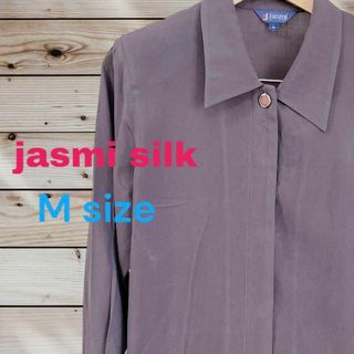 Jasmi silk レディース 長袖ブラウス M グレー オフィス　通勤(シャツ/ブラウス(長袖/七分))