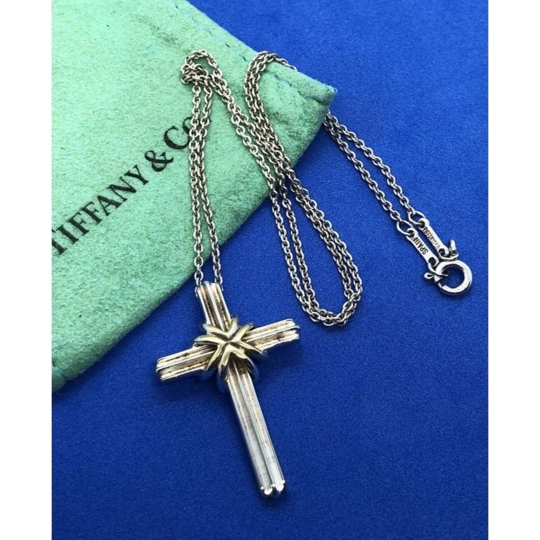 Tiffany & Co. - ティファニークロスネックレス SV925 750(K18 Tiffany & Co. - ティファニークロスネックレス SV925 750(K18