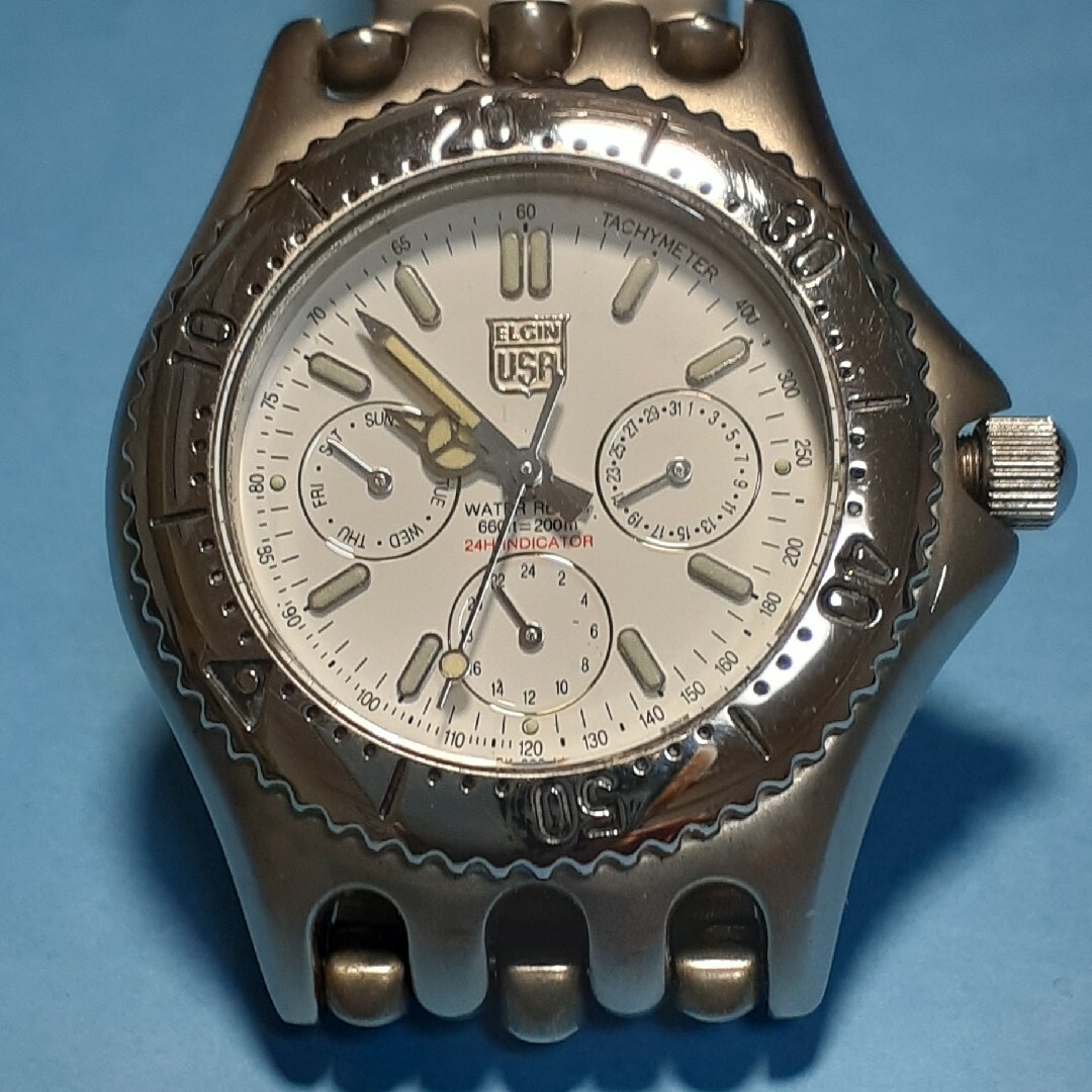 ELGIN(エルジン)のエルジン クロノグラフ　WATER  RESISTANT   FK666-LI メンズの時計(腕時計(アナログ))の商品写真