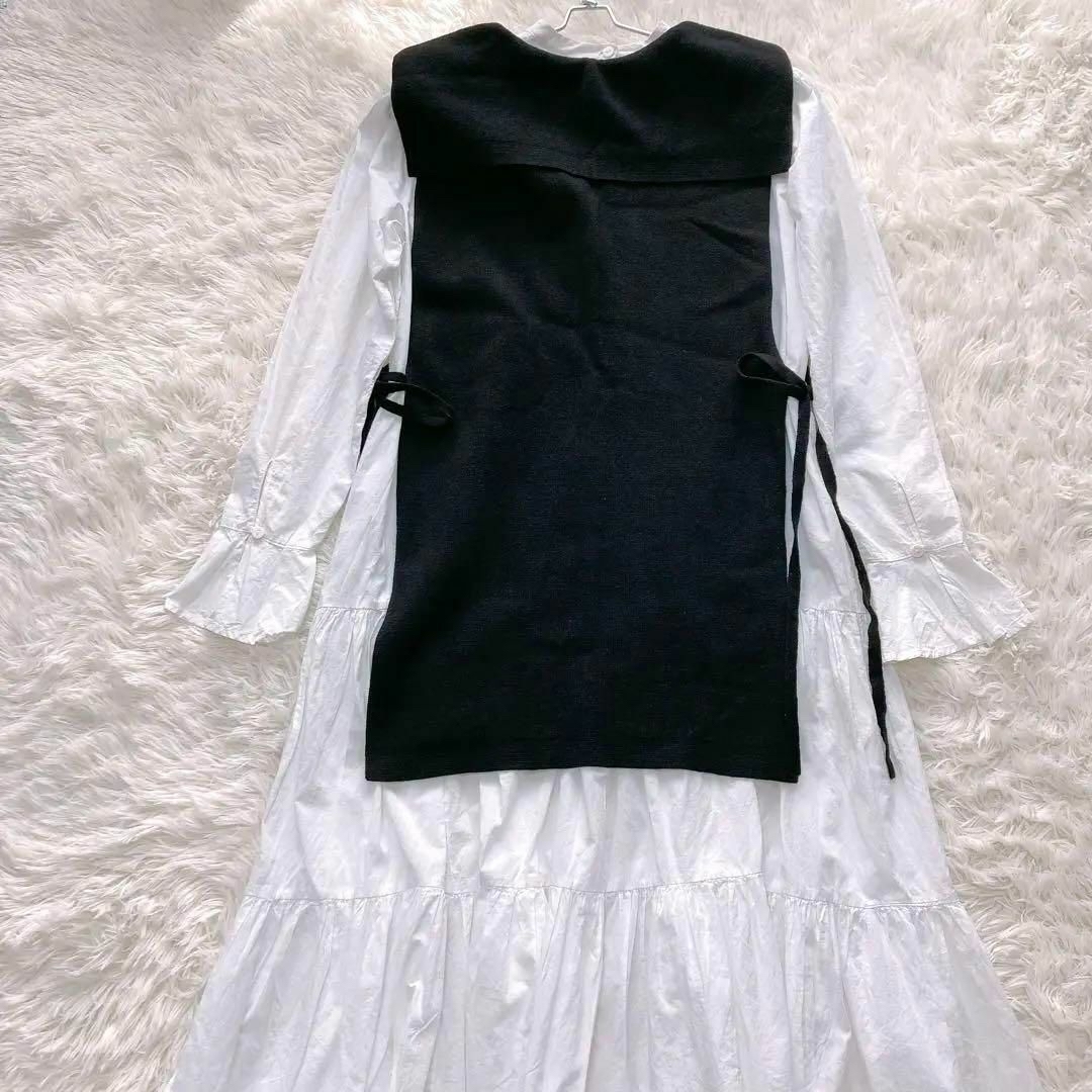 Ameri VINTAGE(アメリヴィンテージ)のAMERI COLLAR KNIT VEST WITH DRESS　M レディースのワンピース(ロングワンピース/マキシワンピース)の商品写真