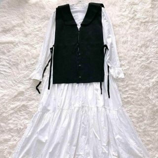 アメリヴィンテージ(Ameri VINTAGE)のAMERI COLLAR KNIT VEST WITH DRESS　M(ロングワンピース/マキシワンピース)