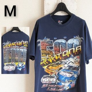 ヘインズ(Hanes)の古着　Tシャツ　ネイビー　DAYTONA500　カーレース　ナスカー　M(Tシャツ/カットソー(半袖/袖なし))