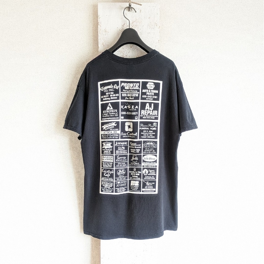 GILDAN(ギルタン)の古着　GILDAN Tシャツ　ブラック　カーショウ　モチーフロゴプリント　L メンズのトップス(Tシャツ/カットソー(半袖/袖なし))の商品写真