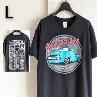 ギルタン(GILDAN)の古着　GILDAN Tシャツ　ブラック　カーショウ　モチーフロゴプリント　L(Tシャツ/カットソー(半袖/袖なし))