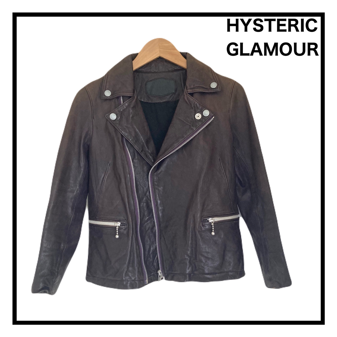 HYSTERIC GLAMOUR(ヒステリックグラマー)のヒステリックグラマー　ダブルライダースジャケット　本革　レザー　レディース レディースのジャケット/アウター(ライダースジャケット)の商品写真