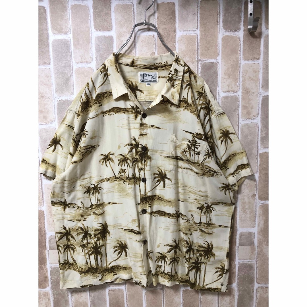 古着　開襟シャツ　アロハシャツ　ヤシの木　レーヨン メンズのトップス(シャツ)の商品写真