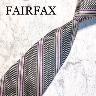 フェアファクス(FAIR FAX)のFAIRFAX ネクタイ　グレー×パープル　ストライプ(ネクタイ)