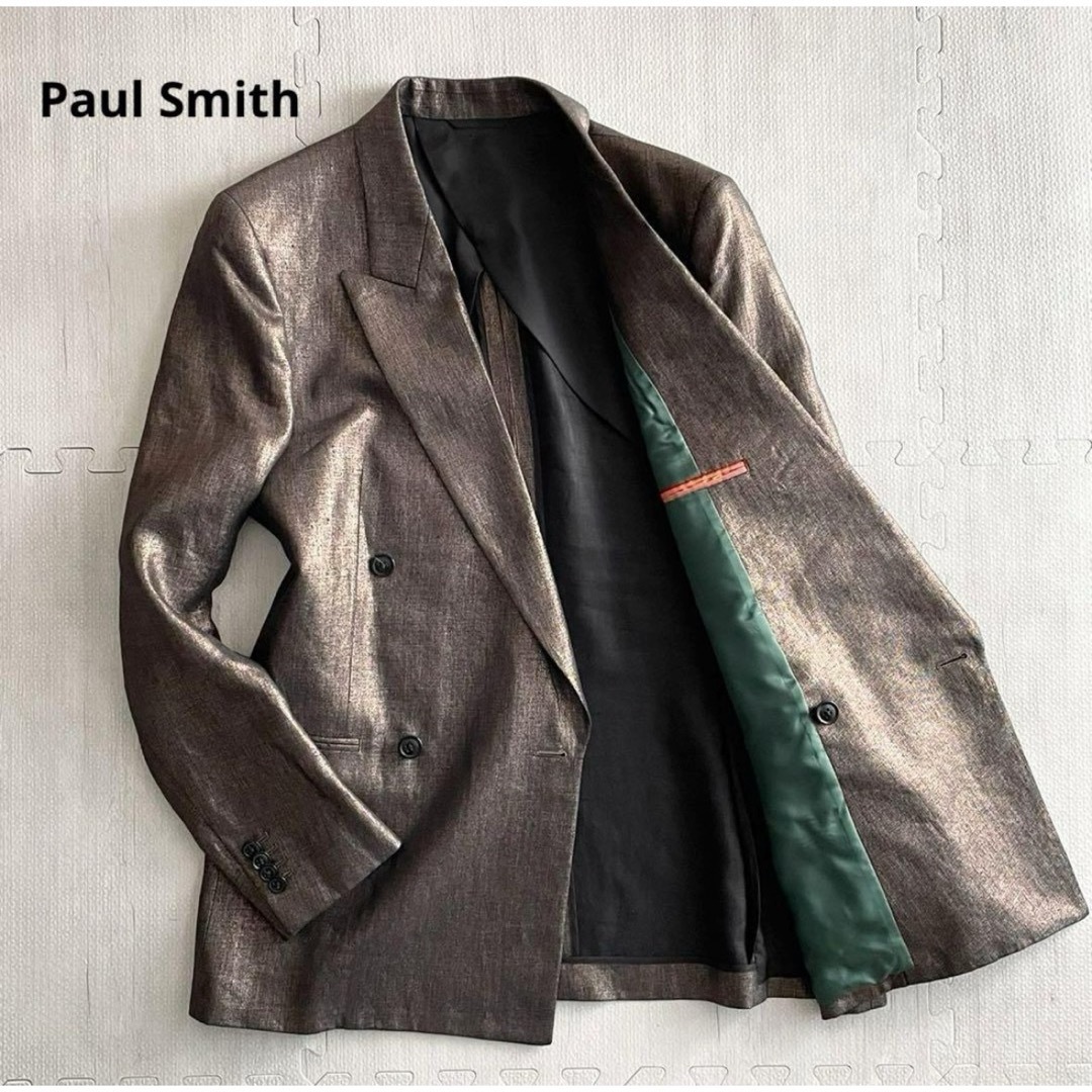 Paul Smith(ポールスミス)のポールスミス テーラード ジャケット リネン ダブル Lサイズ 結婚式 ビジネス メンズのジャケット/アウター(テーラードジャケット)の商品写真