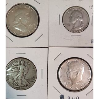 銀貨　アメリカケネディ銀貨 1964年ベンジャミン1954年ウオーキングリバティ(金属工芸)