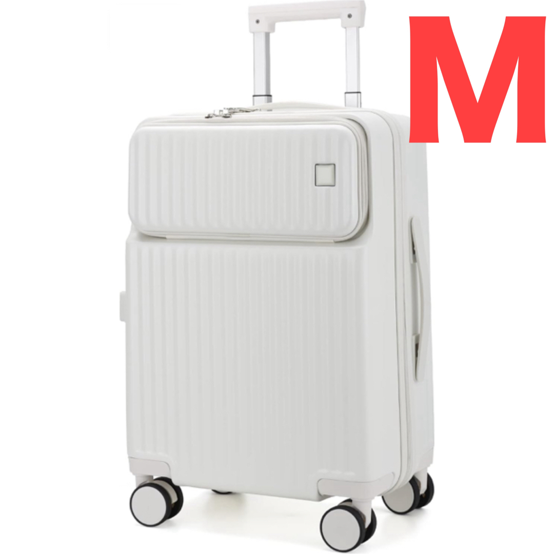 キャリーバッグ　ホワイト　Mサイズ　白　軽量　旅行　TSAロック　キャリーケース レディースのバッグ(スーツケース/キャリーバッグ)の商品写真