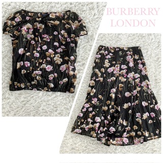 BURBERRY - BURBERRY LONDON 花柄ブラウススカートセットアップ　38