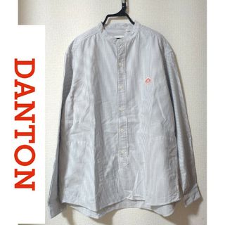 ダントン(DANTON)の【DANTON】 ダントン バンドカラーシャツ 42 青 白 ストライプ(シャツ)