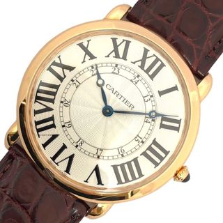 カルティエ(Cartier)の　カルティエ Cartier ロンド ルイ カルティエ XL W6801004 ホワイト K18PG/革ベルト 自動巻き メンズ 腕時計(その他)