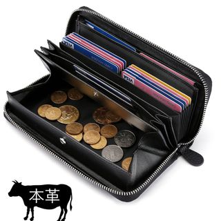 メンズ長財布　本革　大容量財布　黒財布【新品】