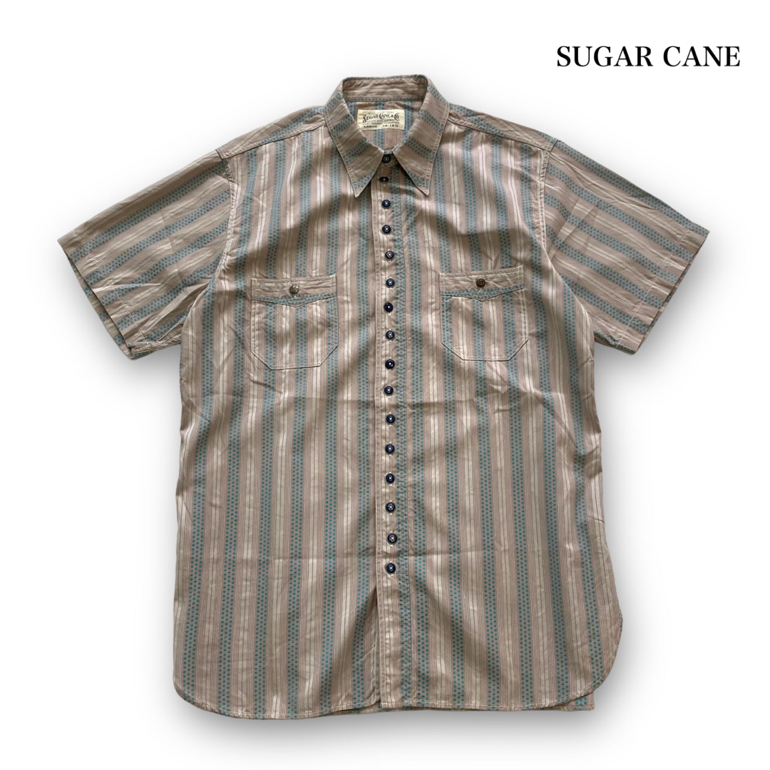 Sugar Cane(シュガーケーン)の【SUGAR CANE】シュガーケーン ドビーストライプ半袖シャツ ダミーボタン メンズのトップス(シャツ)の商品写真