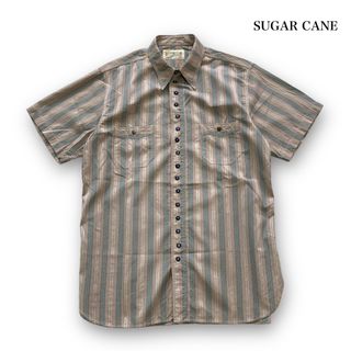 【SUGAR CANE】シュガーケーン ドビーストライプ半袖シャツ ダミーボタン