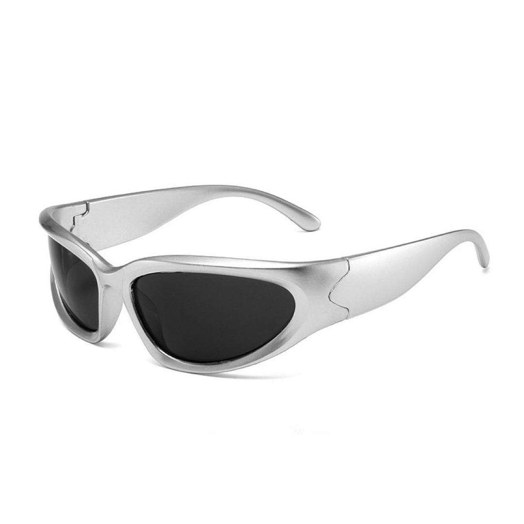 サイバーパンクサングラス シルバー レディース メンズ UV スポーツ スクエア レディースのファッション小物(サングラス/メガネ)の商品写真