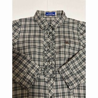 バーバリー(BURBERRY)の【美品】バーバリー ブルーレーベル　チェック　フリル　シャツ　38(シャツ/ブラウス(長袖/七分))