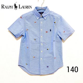 ラルフローレン(Ralph Lauren)のラルフローレン　半袖シャツ　140 ブルー　フォーマル　男の子　ボタンダウン(ブラウス)