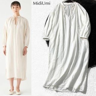 MidiUmi - MidiUmi リネン コットン カフタン ロング シャツワンピース 楊柳