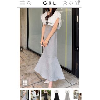 グレイル(GRL)のGRL ラッフルカラーバックリボンマーメイドワンピースSサイズ(ロングワンピース/マキシワンピース)