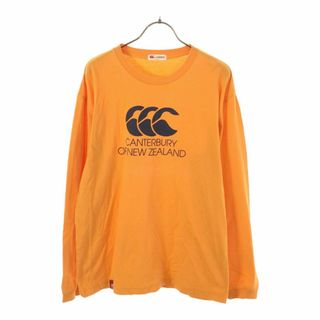 カンタベリー(CANTERBURY)のカンタベリー プリント 長袖 Tシャツ L オレンジ CANTERBURY OF NEW ZEALAND ロンT ラグビー メンズ 古着 【240420】(Tシャツ/カットソー(七分/長袖))