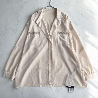 JUSGLITTY - 【新品】JUSGLITTY スキッパーシャツブラウス ロールアップ パール