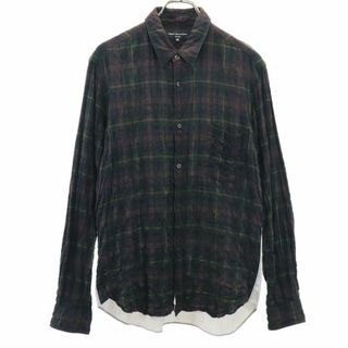 コムデギャルソンオム(COMME des GARCONS HOMME)のコムデギャルソンオム 2011年 日本製 長袖 シワ加工 チェックシャツ M ブラウン 他 COMME des GARCONS HOMME メンズ 古着 【240420】(シャツ)