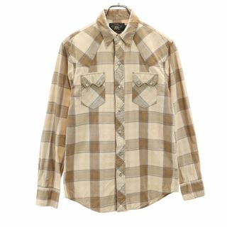 ダブルアールエル(RRL)のダブルアールエル チェック柄 長袖 ウエスタンシャツ S ベージュ系 RRL Ralph Lauren ラルフローレン メンズ 古着 【240420】(シャツ)