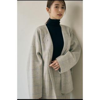 ストラ(Stola.)の新品　stola. ストラ　バイカラーチェック　ミディ丈　リバーコート　36(その他)