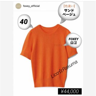 FOXEY - 美品★¥44,000 FOXEY 半袖ニット"Tangerin" ４０・ベージュ