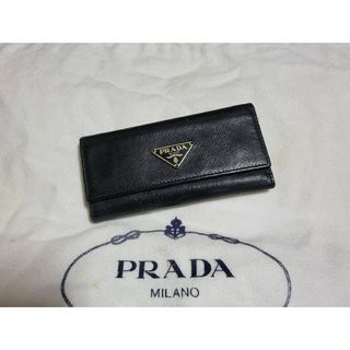 PRADA - ◆PRADA プラダ◆プレートロゴ付き ６連キーケース ブラック レザー