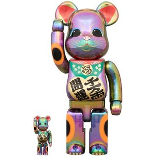 ベアブリック(BE@RBRICK)の２箱　ベアブリック　 招き猫 開運・千万両 黒透明メッキ 100％ & 400％(キャラクターグッズ)