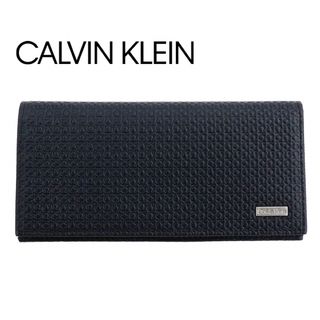 カルバンクライン(Calvin Klein)のカルバンクライン 長財布 二つ折り レザー 型押し ブラック 本革 札入れ 小銭(長財布)