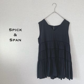 スピックアンドスパン(Spick & Span)のスピックアンドスパン　ノースリーブVネックティアードブラウス　ブラック(シャツ/ブラウス(長袖/七分))