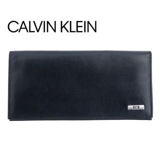 カルバンクライン(Calvin Klein)のカルバンクライン 長財布 二つ折り レザー ロゴプレート ブラック 本革 札入れ(長財布)