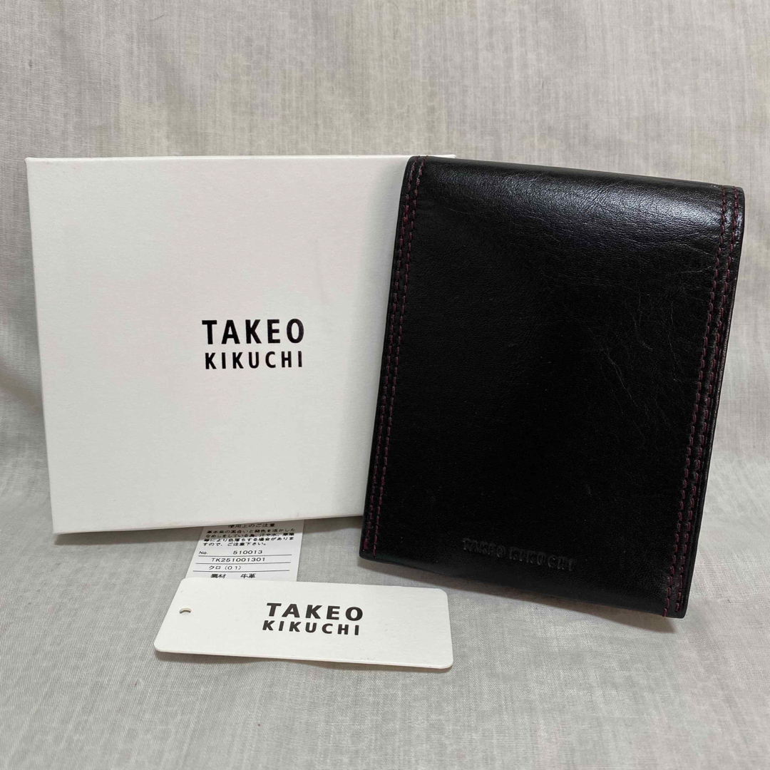 TAKEO KIKUCHI(タケオキクチ)の新品 本物 正規品 タケオキクチ メンズ 本革 レザー 二つ折り 財布 黒 メンズのファッション小物(折り財布)の商品写真