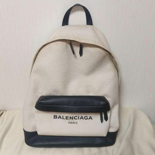 バレンシアガ(Balenciaga)の【美品】バレンシアガ　ネイビーカバス　リュックサック　キャンバス×レザー(リュック/バックパック)