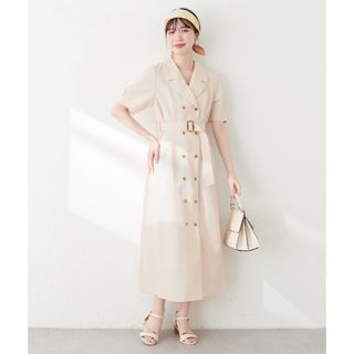 ナチュラルクチュール(natural couture)のnatural couture Wブレストお上品ワンピース ベージュ(ロングワンピース/マキシワンピース)